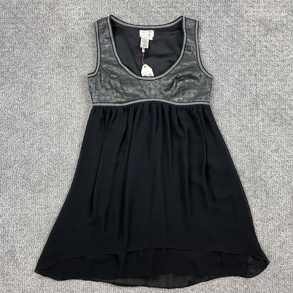 Max Studio Dress Womens Small Metallic Babydoll Empire Waist Y2K Party Cocktail